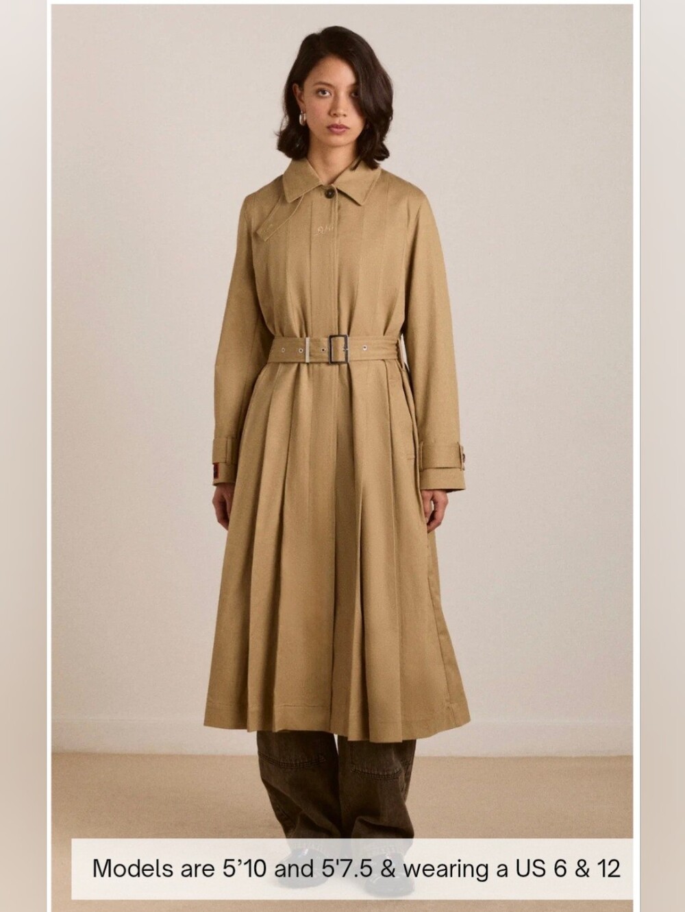 Damson Madder Sofia Pleated Trench - Light Stone
